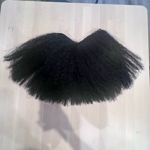 V part wig 21” cap human hair black 10” blunt cut black kinky straight